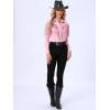 imageAllegra K Womens Western Fringe Blouse Long Sleeve Button Down Disco Cowgirl ShirtsBright Pink