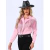 imageAllegra K Womens Western Fringe Blouse Long Sleeve Button Down Disco Cowgirl ShirtsBright Pink