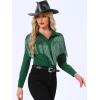 imageAllegra K Womens Western Fringe Blouse Long Sleeve Button Down Disco Cowgirl ShirtsDark Green