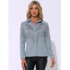 imageAllegra K Womens Western Fringe Blouse Long Sleeve Button Down Disco Cowgirl ShirtsGrey Blue