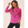 imageAllegra K Womens Western Fringe Blouse Long Sleeve Button Down Disco Cowgirl ShirtsHot Pink