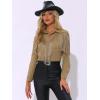 imageAllegra K Womens Western Fringe Blouse Long Sleeve Button Down Disco Cowgirl ShirtsKhaki