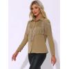 imageAllegra K Womens Western Fringe Blouse Long Sleeve Button Down Disco Cowgirl ShirtsKhaki