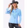 imageAllegra K Womens Western Fringe Blouse Long Sleeve Button Down Disco Cowgirl ShirtsSky Blue