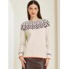 imageAllegra K Womens Winter Fall Sweater Long Sleeve Crew Neck Vintage Pullover Sweater TopsWhite