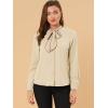 imageAllegra K Womens Work Blouse Tie Neck Long Sleeve Shirts Button Down Elegant Office Business Top 2025Apricot