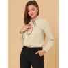 imageAllegra K Womens Work Blouse Tie Neck Long Sleeve Shirts Button Down Elegant Office Business Top 2025Apricot