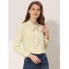 imageAllegra K Womens Work Blouse Tie Neck Long Sleeve Shirts Button Down Elegant Office Business Top 2025Beige