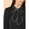 imageAllegra K Womens Work Blouse Tie Neck Long Sleeve Shirts Button Down Elegant Office Business Top 2025Black