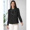 imageAllegra K Womens Work Blouse Tie Neck Long Sleeve Shirts Button Down Elegant Office Business Top 2025Black