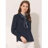 imageAllegra K Womens Work Blouse Tie Neck Long Sleeve Shirts Button Down Elegant Office Business Top 2025Dark Blue