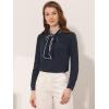 imageAllegra K Womens Work Blouse Tie Neck Long Sleeve Shirts Button Down Elegant Office Business Top 2025Dark Blue