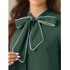 imageAllegra K Womens Work Blouse Tie Neck Long Sleeve Shirts Button Down Elegant Office Business Top 2025Dark Green