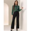 imageAllegra K Womens Work Blouse Tie Neck Long Sleeve Shirts Button Down Elegant Office Business Top 2025Dark Green