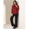 imageAllegra K Womens Work Blouse Tie Neck Long Sleeve Shirts Button Down Elegant Office Business Top 2025Dark Red