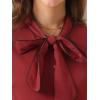 imageAllegra K Womens Work Blouse Tie Neck Long Sleeve Shirts Button Down Elegant Office Business Top 2025Dark Red
