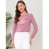 imageAllegra K Womens Work Blouse Tie Neck Long Sleeve Shirts Button Down Elegant Office Business Top 2025Dusty Pink