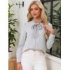 imageAllegra K Womens Work Blouse Tie Neck Long Sleeve Shirts Button Down Elegant Office Business Top 2025Light Grey