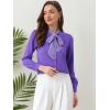 imageAllegra K Womens Work Blouse Tie Neck Long Sleeve Shirts Button Down Elegant Office Business Top 2025Purple