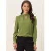 imageAllegra K Womens Work Tops Dressy Casual Shirts Mock Neck Keyhole Business Casual Long Sleeve BlouseAvocado Green