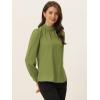 imageAllegra K Womens Work Tops Dressy Casual Shirts Mock Neck Keyhole Business Casual Long Sleeve BlouseAvocado Green