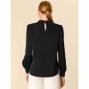 imageAllegra K Womens Work Tops Dressy Casual Shirts Mock Neck Keyhole Business Casual Long Sleeve BlouseBlack