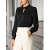 imageAllegra K Womens Work Tops Dressy Casual Shirts Mock Neck Keyhole Business Casual Long Sleeve BlouseBlack