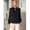 imageAllegra K Womens Work Tops Dressy Casual Shirts Mock Neck Keyhole Business Casual Long Sleeve BlouseBlack