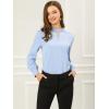imageAllegra K Womens Work Tops Dressy Casual Shirts Mock Neck Keyhole Business Casual Long Sleeve BlouseBlue