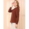 imageAllegra K Womens Work Tops Dressy Casual Shirts Mock Neck Keyhole Business Casual Long Sleeve BlouseBrown