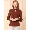 imageAllegra K Womens Work Tops Dressy Casual Shirts Mock Neck Keyhole Business Casual Long Sleeve BlouseBrown