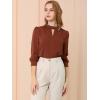 imageAllegra K Womens Work Tops Dressy Casual Shirts Mock Neck Keyhole Business Casual Long Sleeve BlouseBrown