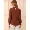 imageAllegra K Womens Work Tops Dressy Casual Shirts Mock Neck Keyhole Business Casual Long Sleeve BlouseBrown
