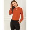 imageAllegra K Womens Work Tops Dressy Casual Shirts Mock Neck Keyhole Business Casual Long Sleeve BlouseBrown Red