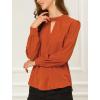 imageAllegra K Womens Work Tops Dressy Casual Shirts Mock Neck Keyhole Business Casual Long Sleeve BlouseBrown Red