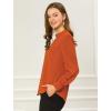 imageAllegra K Womens Work Tops Dressy Casual Shirts Mock Neck Keyhole Business Casual Long Sleeve BlouseBrown Red