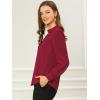 imageAllegra K Womens Work Tops Dressy Casual Shirts Mock Neck Keyhole Business Casual Long Sleeve BlouseBurgundy