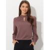 imageAllegra K Womens Work Tops Dressy Casual Shirts Mock Neck Keyhole Business Casual Long Sleeve BlouseCarmine