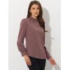 imageAllegra K Womens Work Tops Dressy Casual Shirts Mock Neck Keyhole Business Casual Long Sleeve BlouseCarmine