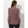 imageAllegra K Womens Work Tops Dressy Casual Shirts Mock Neck Keyhole Business Casual Long Sleeve BlouseCarmine