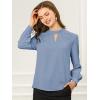 imageAllegra K Womens Work Tops Dressy Casual Shirts Mock Neck Keyhole Business Casual Long Sleeve BlouseDark Blue