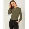 imageAllegra K Womens Work Tops Dressy Casual Shirts Mock Neck Keyhole Business Casual Long Sleeve BlouseDark Green