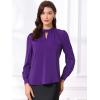imageAllegra K Womens Work Tops Dressy Casual Shirts Mock Neck Keyhole Business Casual Long Sleeve BlouseDark Purple