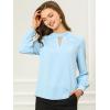 imageAllegra K Womens Work Tops Dressy Casual Shirts Mock Neck Keyhole Business Casual Long Sleeve BlouseLight Blue