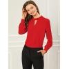 imageAllegra K Womens Work Tops Dressy Casual Shirts Mock Neck Keyhole Business Casual Long Sleeve BlouseRed