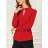imageAllegra K Womens Work Tops Dressy Casual Shirts Mock Neck Keyhole Business Casual Long Sleeve BlouseRed