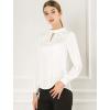 imageAllegra K Womens Work Tops Dressy Casual Shirts Mock Neck Keyhole Business Casual Long Sleeve BlouseWhite