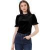 imageAllegra K Halloween Ruffle Collar Shirt for Womens Short Sleeve Casual Velvet Tops BlouseBlack