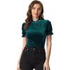 imageAllegra K Halloween Ruffle Collar Shirt for Womens Short Sleeve Casual Velvet Tops BlouseBlue Green