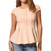 imageAllegra K Womens Peplum Top Cap Sleeve Round Neck 2025 Summer Work Blouse Tops for Business CasualApricot